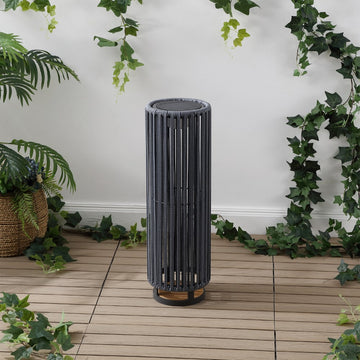 Sawara Modern Minimalist Faux Rattan Integrated Indoor/Outdoor LED Solar Powered Lantern